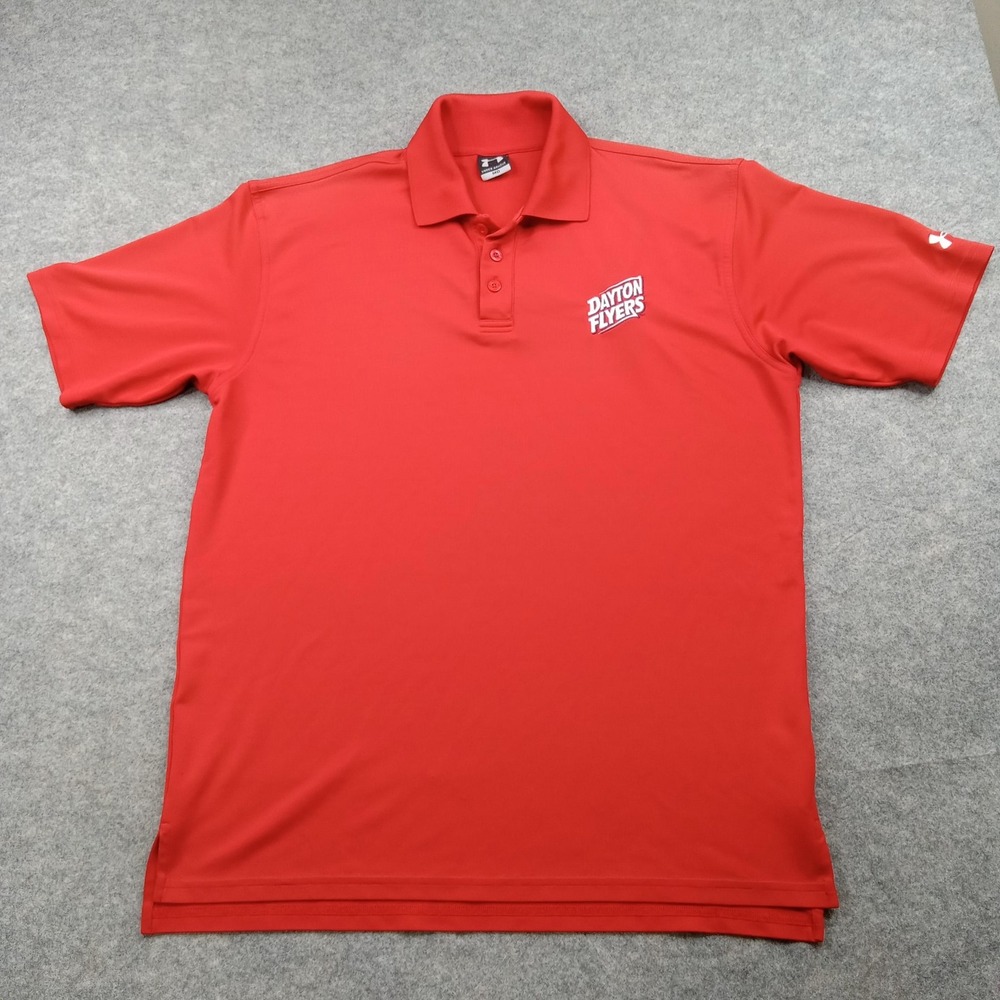 Dayton Flyers Shirt Mens Medium Red NCAA Basketball Polo Golf Performance UA